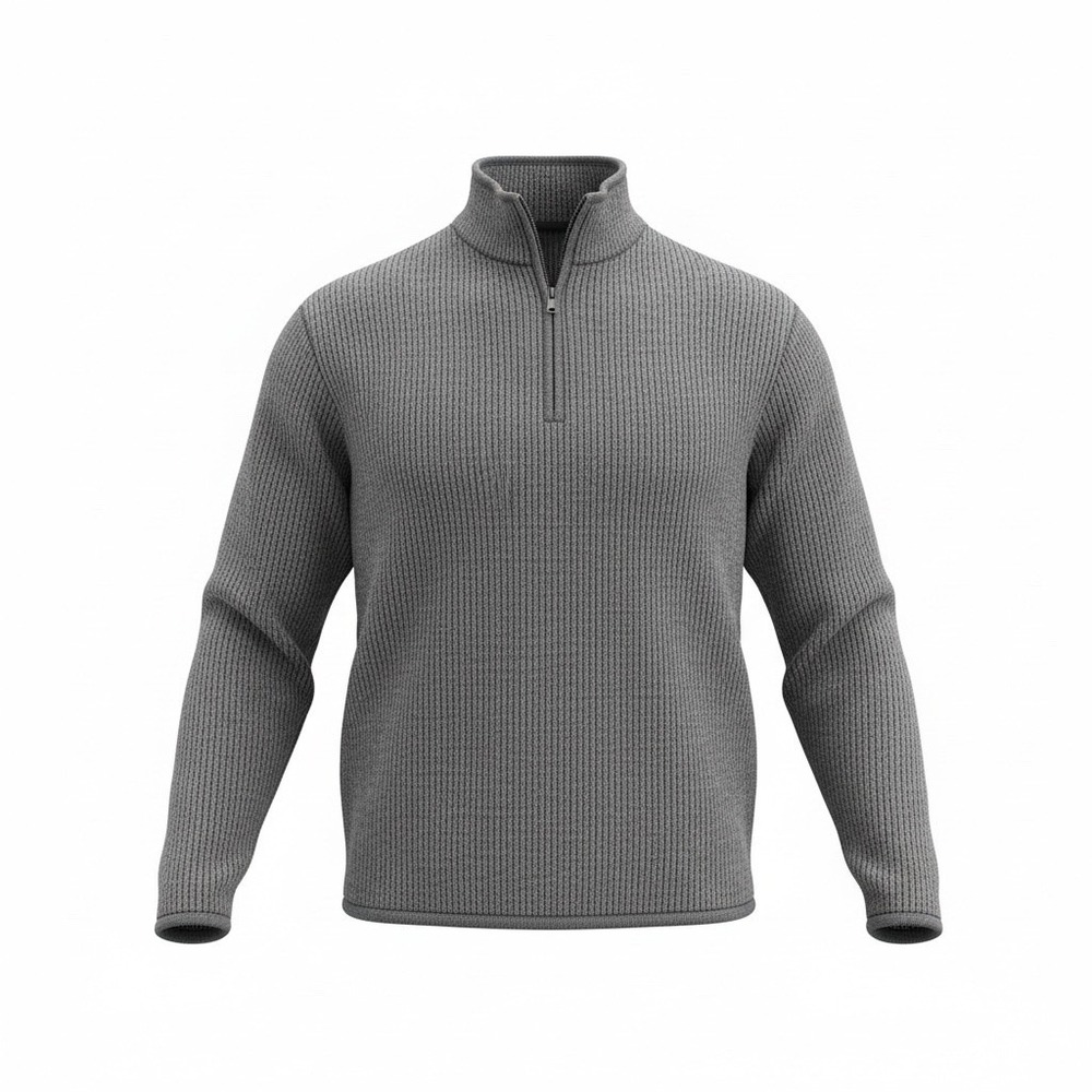 Axcess Claiborne Mens XL Grey Ribbed Quarter Zip Pullover Sweater Mock Neck XL